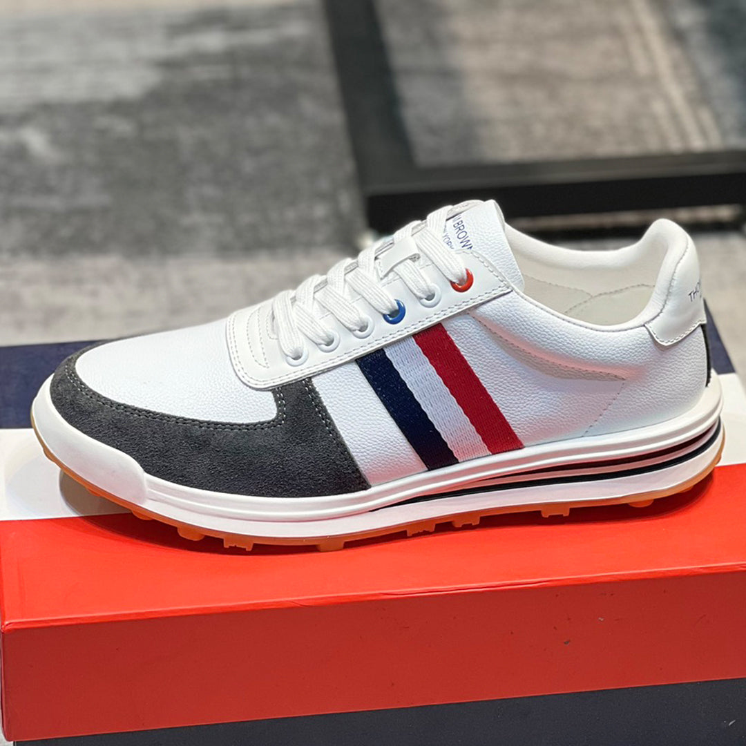 Four-bar leather sneakers