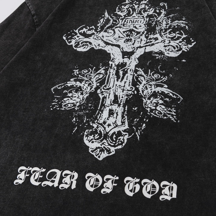 F0G-Washed fabric printed T-shirt#2