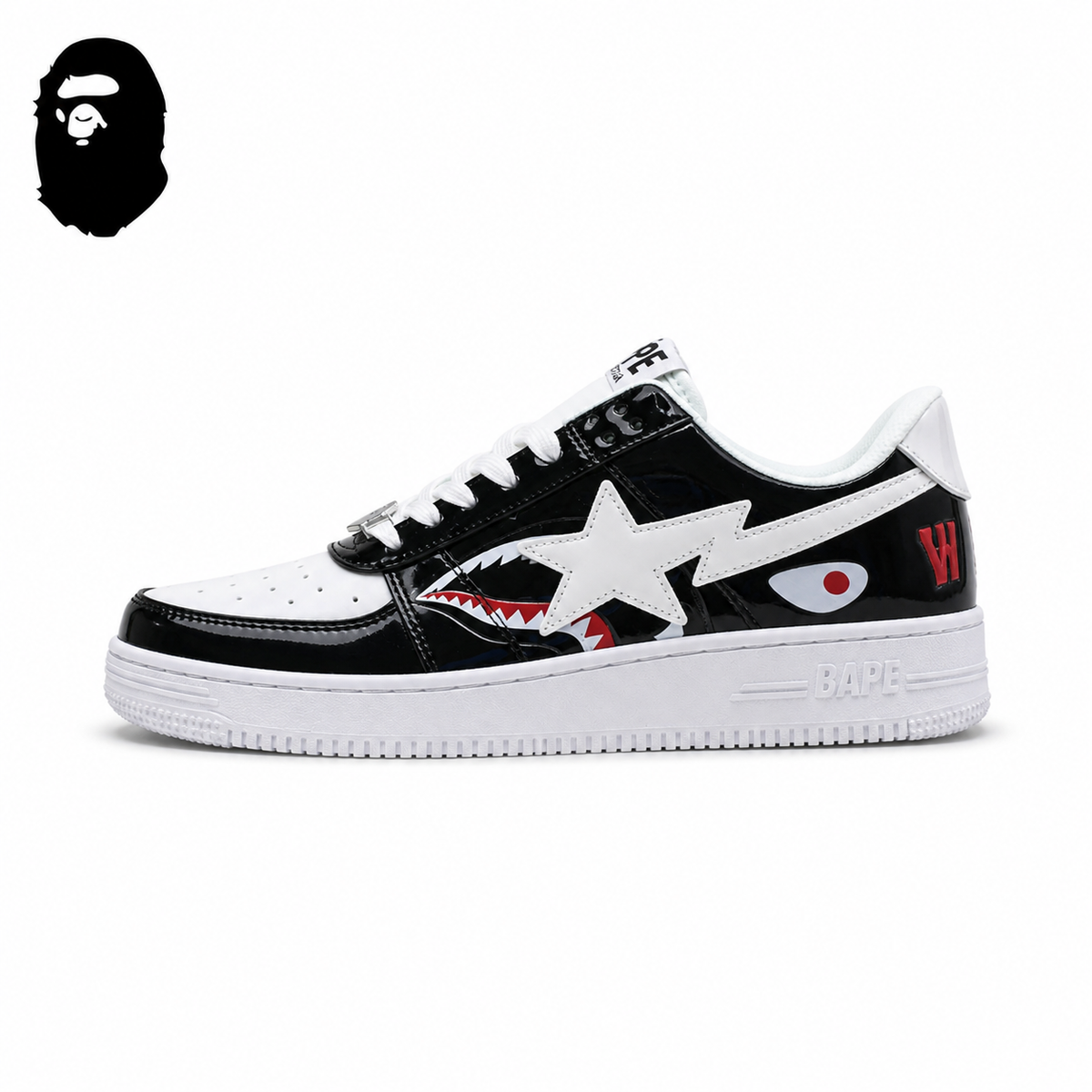 BAPE STA Shark Low-Top Sneakers - Black/White