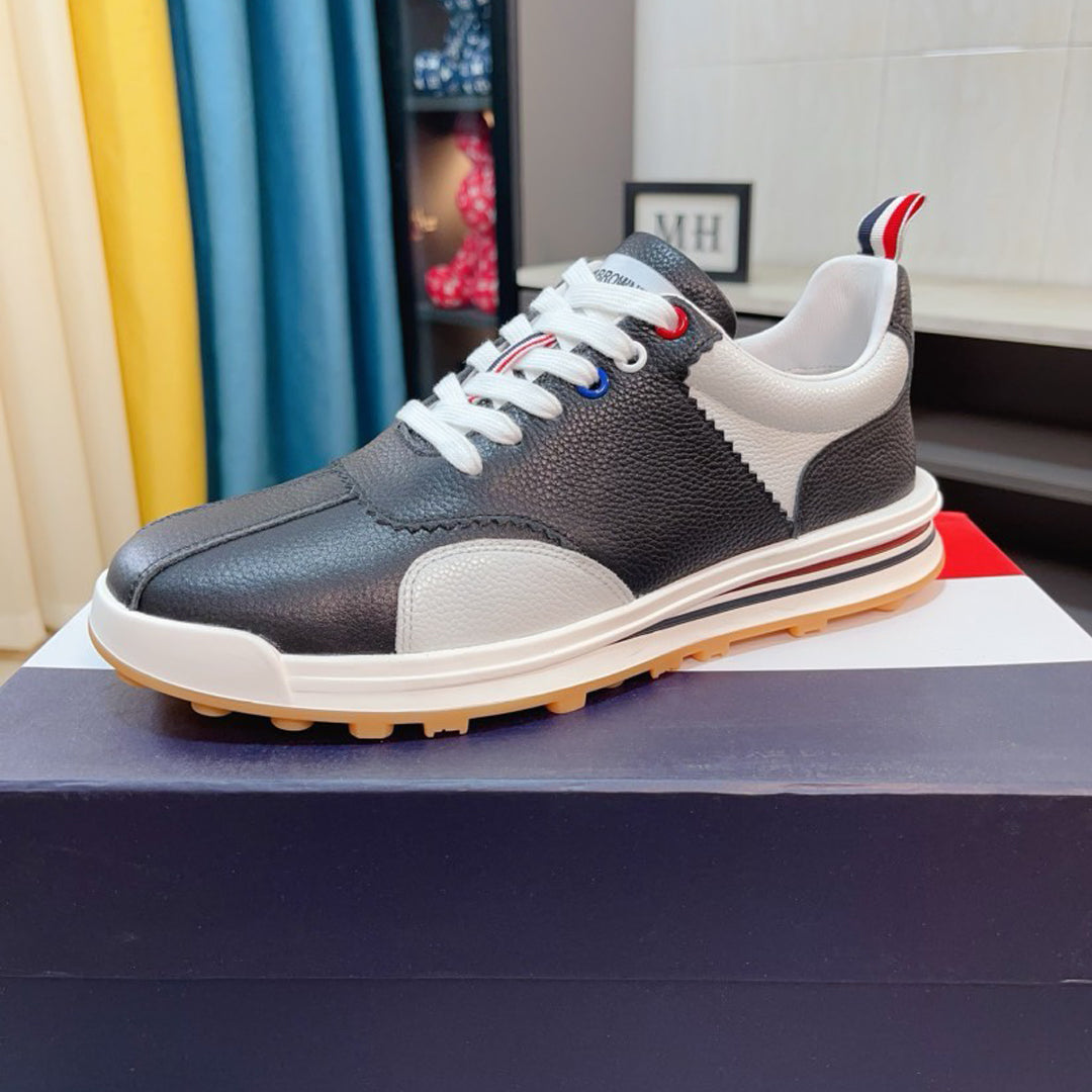 Four-bar leather sneakers