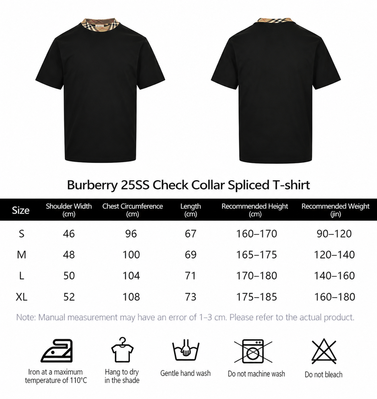 Burberry Short-Sleeve T-Shirt – Black, White or Khaki