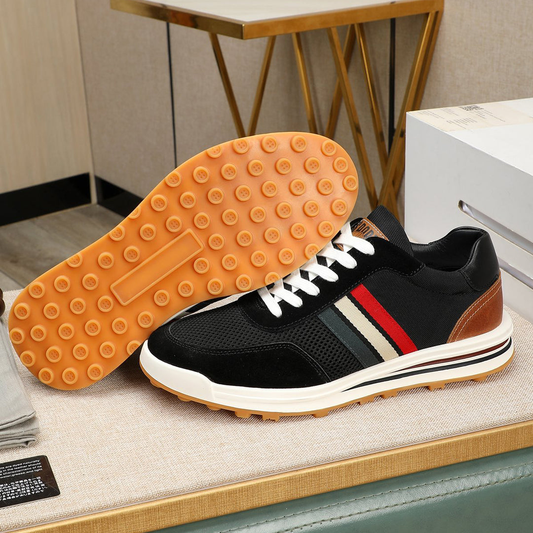 Four-bar leather sneakers
