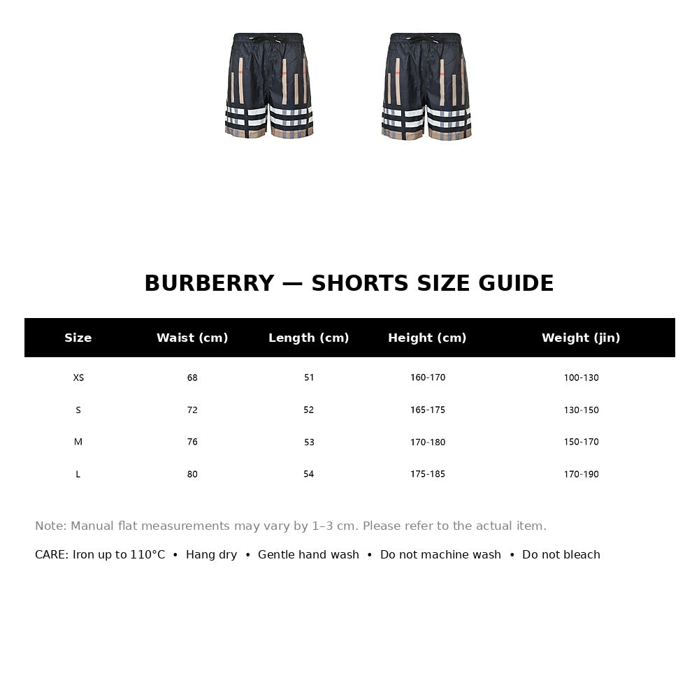 Burberry Casual Shorts#34 - English Size Chart