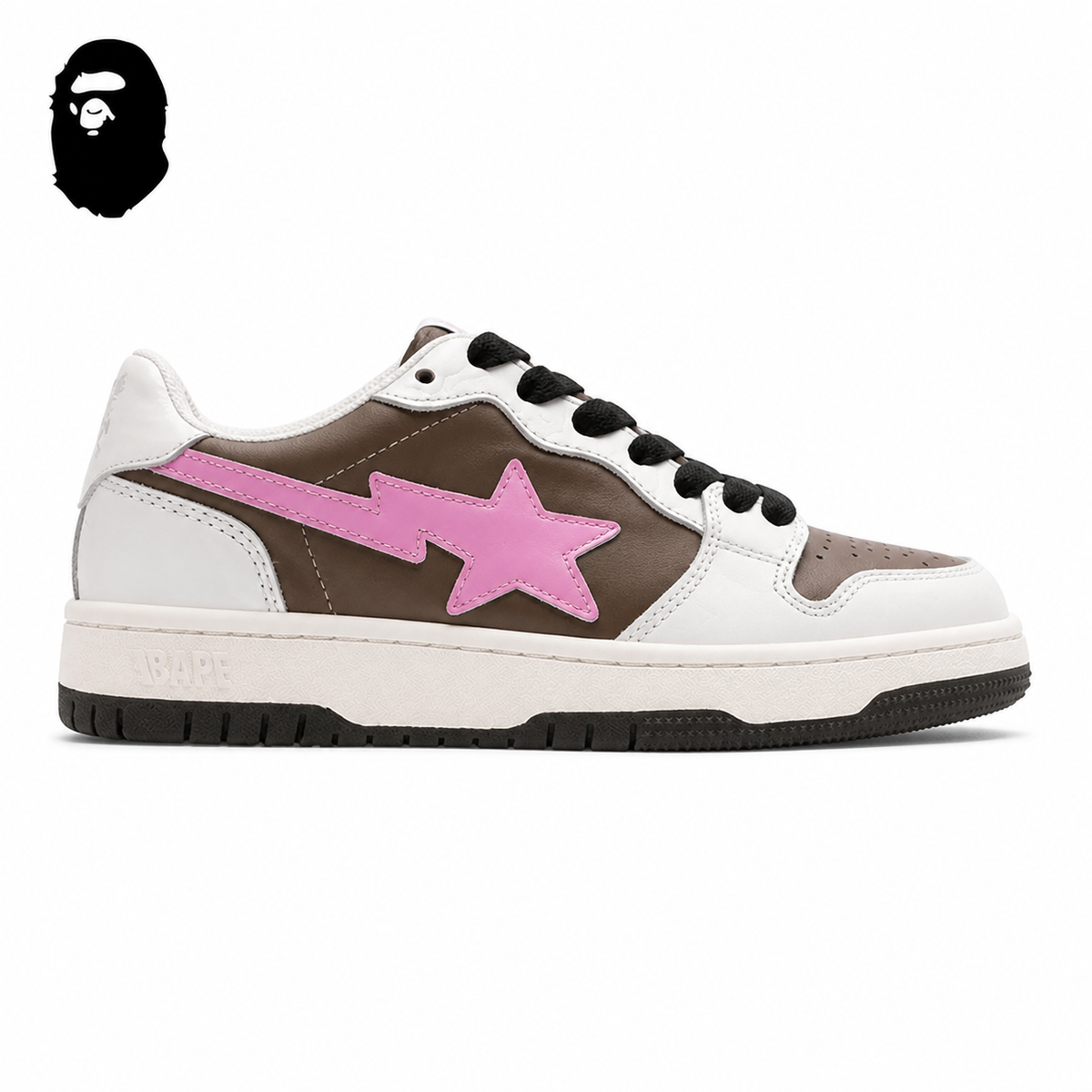 BAPE SK8 STA Low-Top Sneakers - White/Pink/Brown