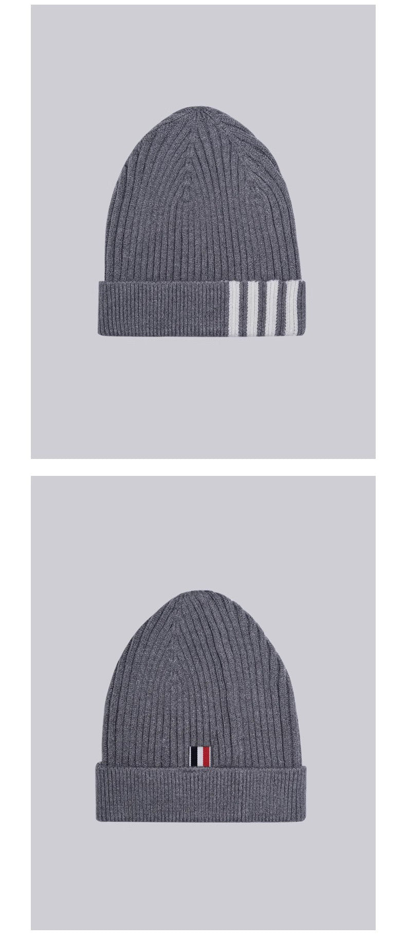 Thom Browne Four-Stripe Knitted Beanie - Unisex Winter Hat