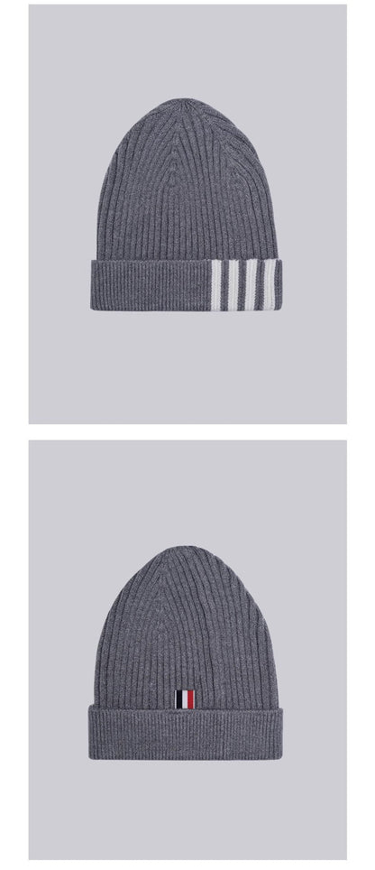 Thom Browne Four-Stripe Knitted Beanie - Unisex Winter Hat