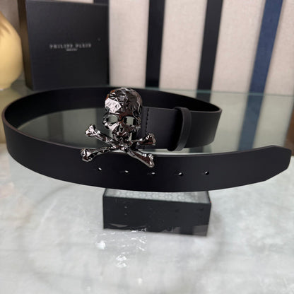 PP Leather Logo Skull Belt #16