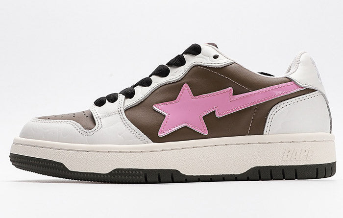 BAPE SK8 STA Low-Top Sneakers - White/Pink/Brown