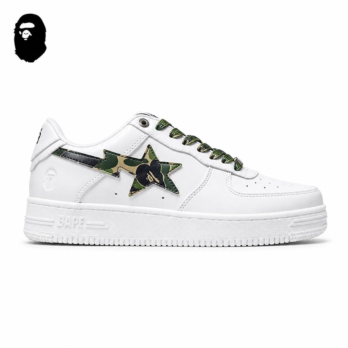 BAPE STA Tokyo Low-Top Sneakers - White/Green