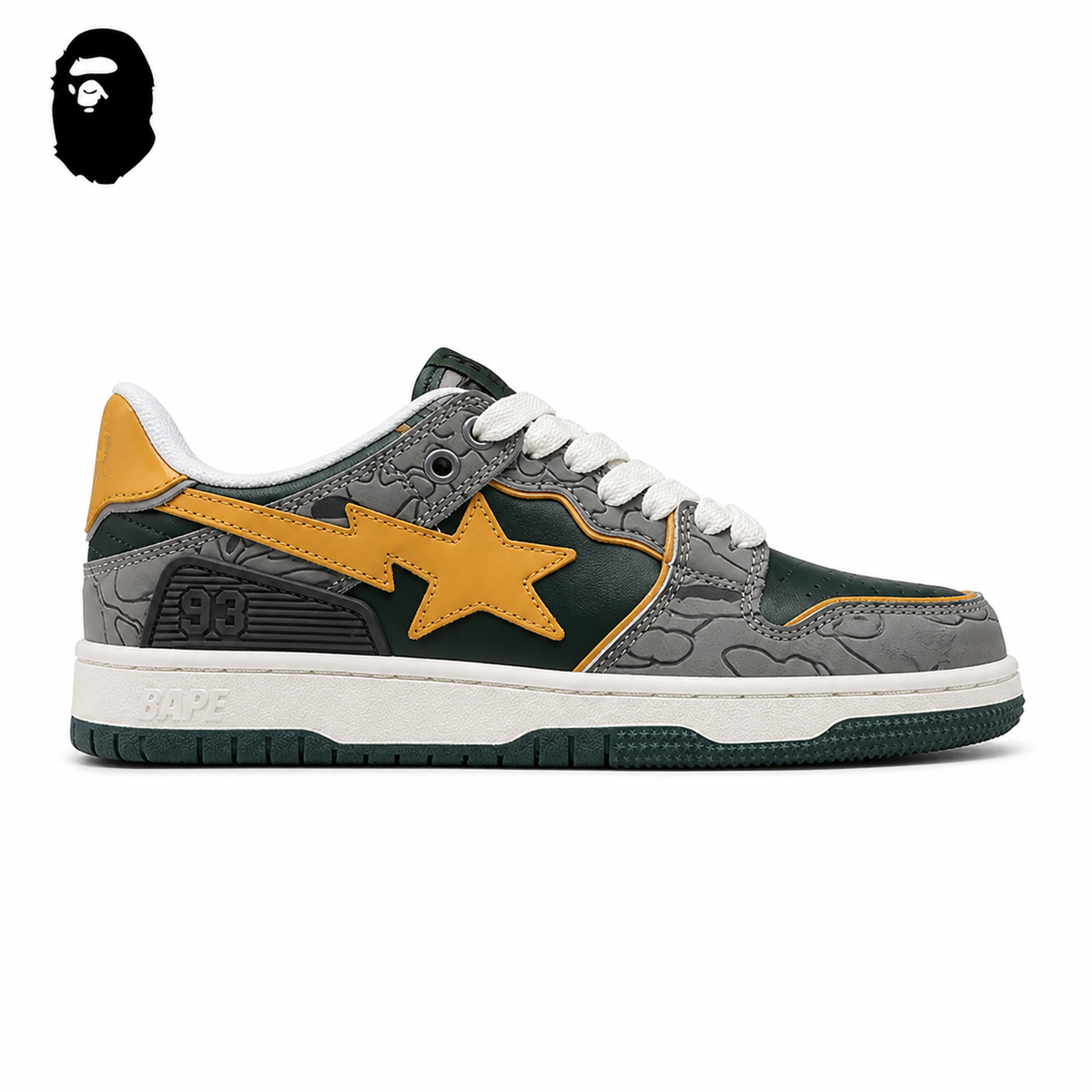 Human Made x BAPE STA SK8 Sneakers - Gray/Mustard