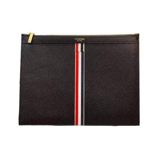 Premium Leather Clutch Bag - Signature Three-Color Woven Design
