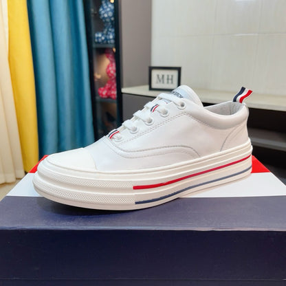 Four-bar leather sneakers
