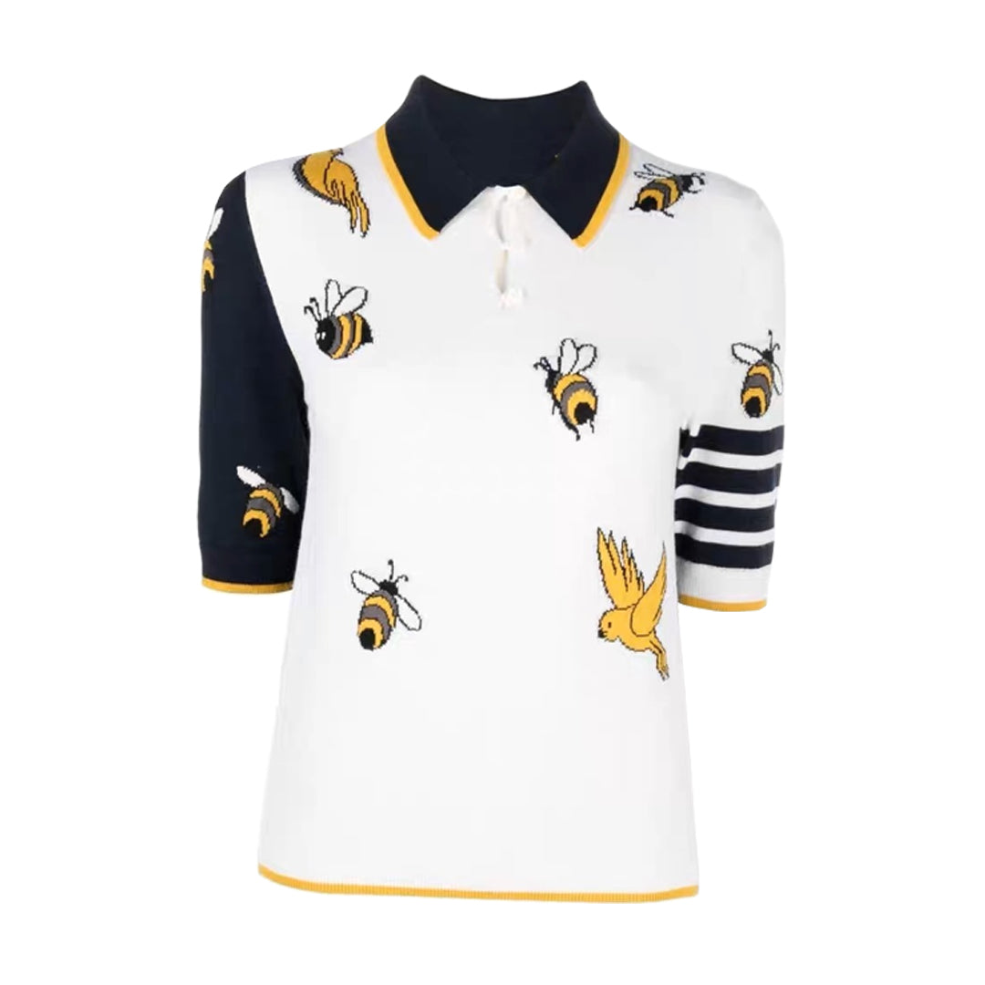 4-Bar Bee Embroidery POLO Shirt