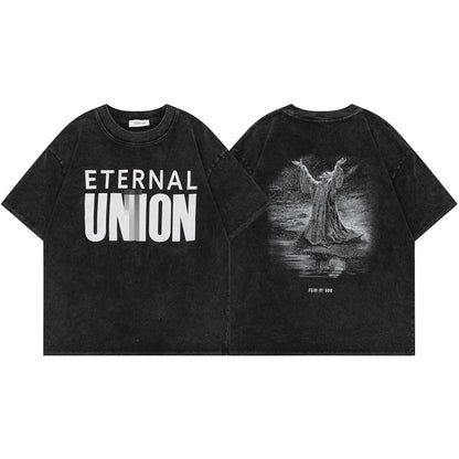 F0G-Washed fabric printed T-shirt