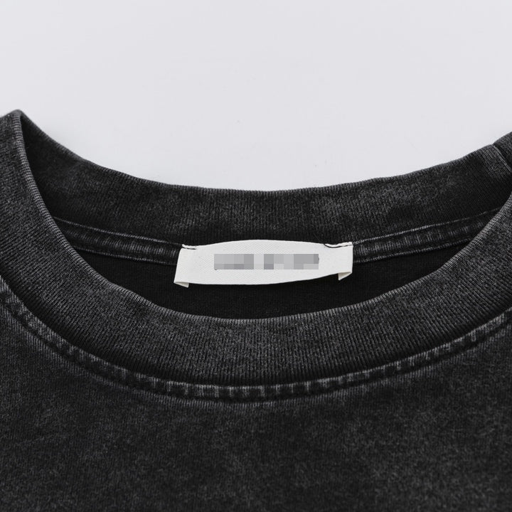 F0G-Washed fabric printed T-shirt