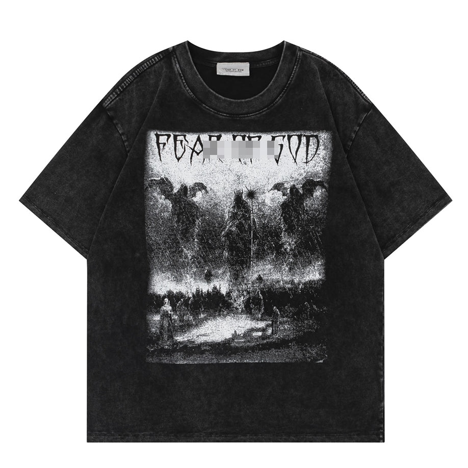 F0G-Washed fabric printed T-shirt#2