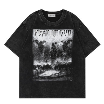F0G-Washed fabric printed T-shirt#2