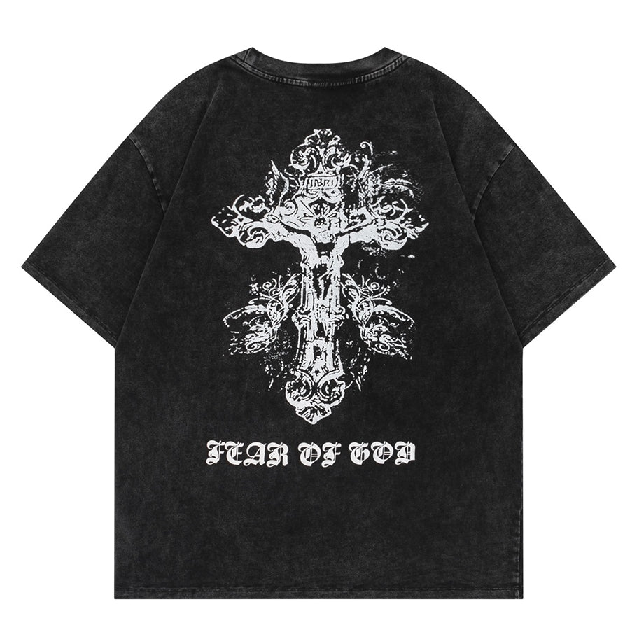 F0G-Washed fabric printed T-shirt#2