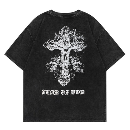 F0G-Washed fabric printed T-shirt#2