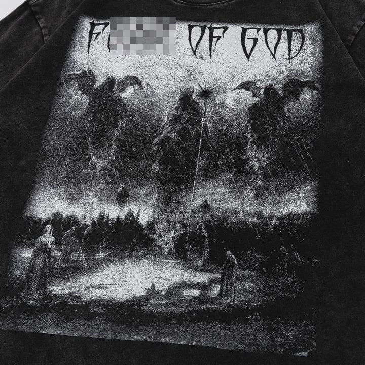 F0G-Washed fabric printed T-shirt#2