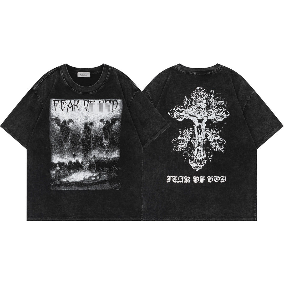 F0G-Washed fabric printed T-shirt#2