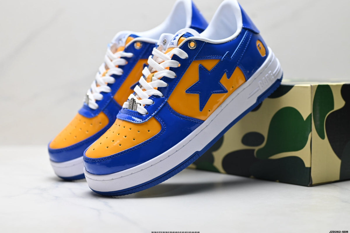 BAPE STA Color Block Low-Top Sneakers - Blue/Orange