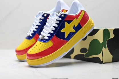 BAPE STA Pastel Multi-Color Sneakers - Red/Yellow/Blue