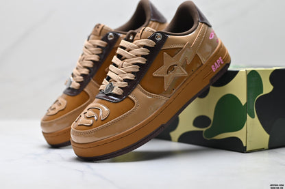 BAPE STA Pastel Leather Low-Top Sneakers - Brown