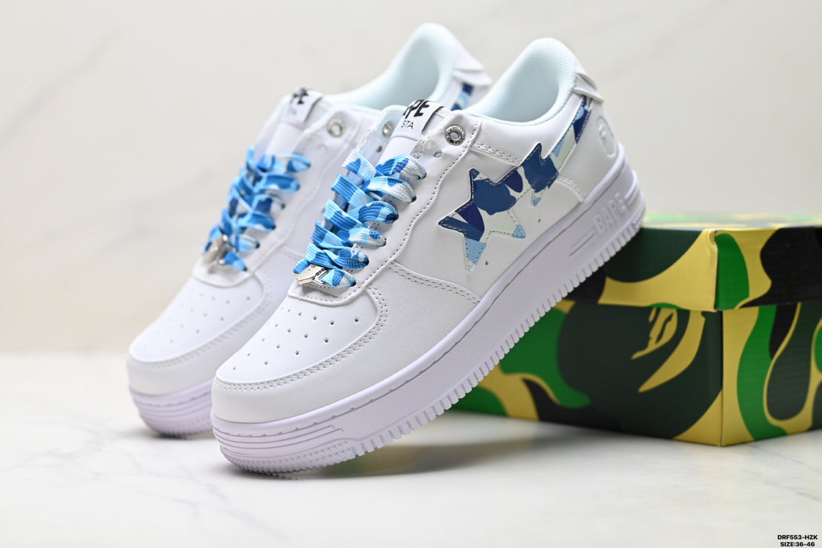 BAPE STA Low-Top Sneakers - White/Blue Camo