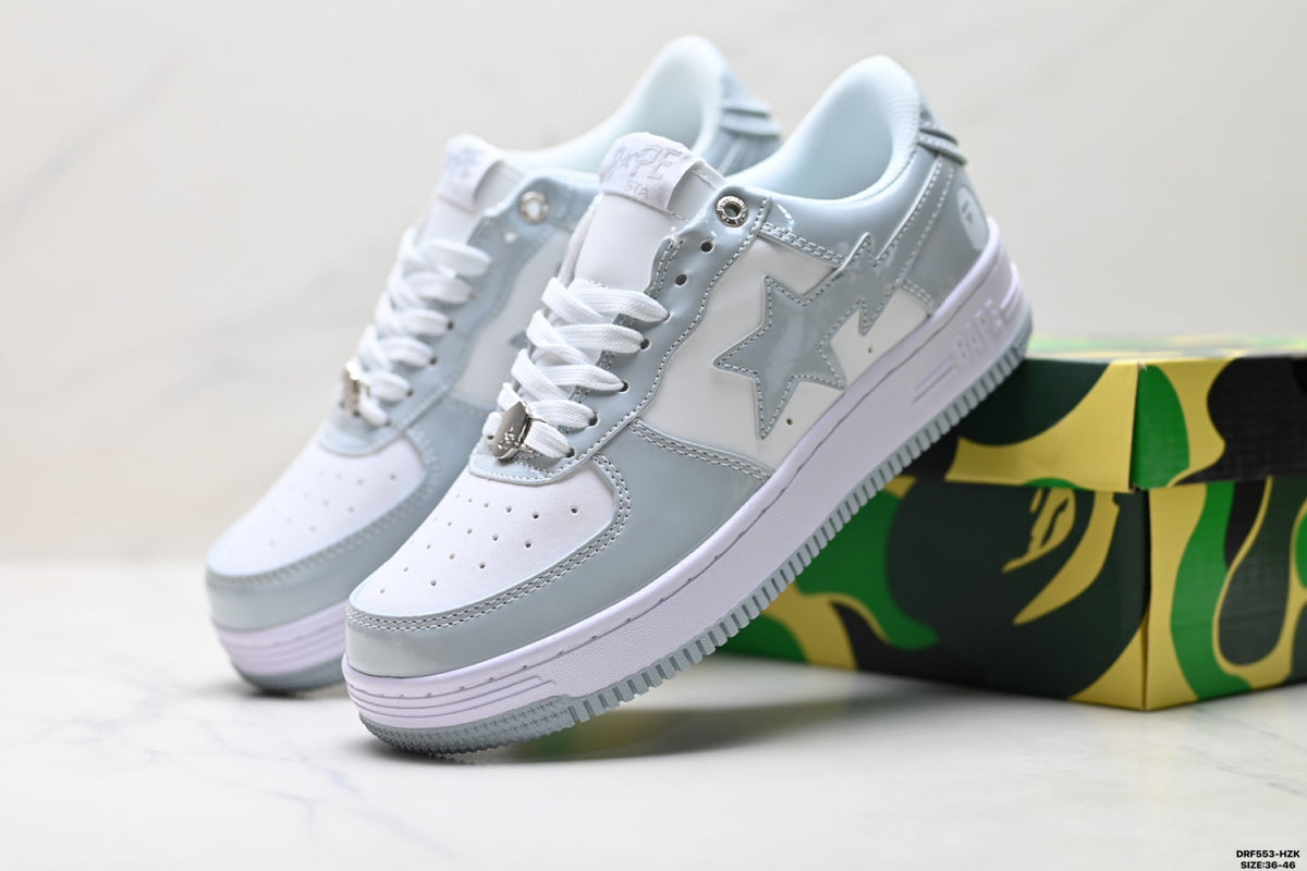 BAPE STA Low-Top Sneakers - Silver/White
