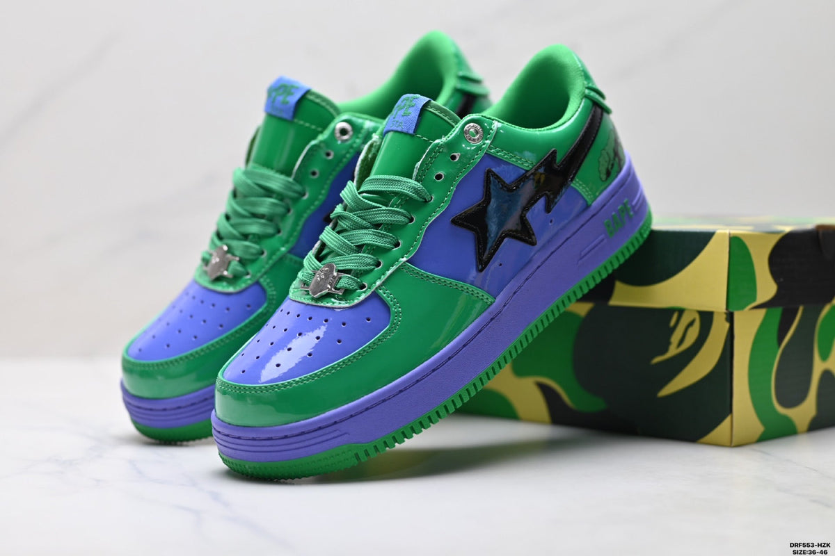 BAPE STA Low-Top Sneakers - Green/Purple