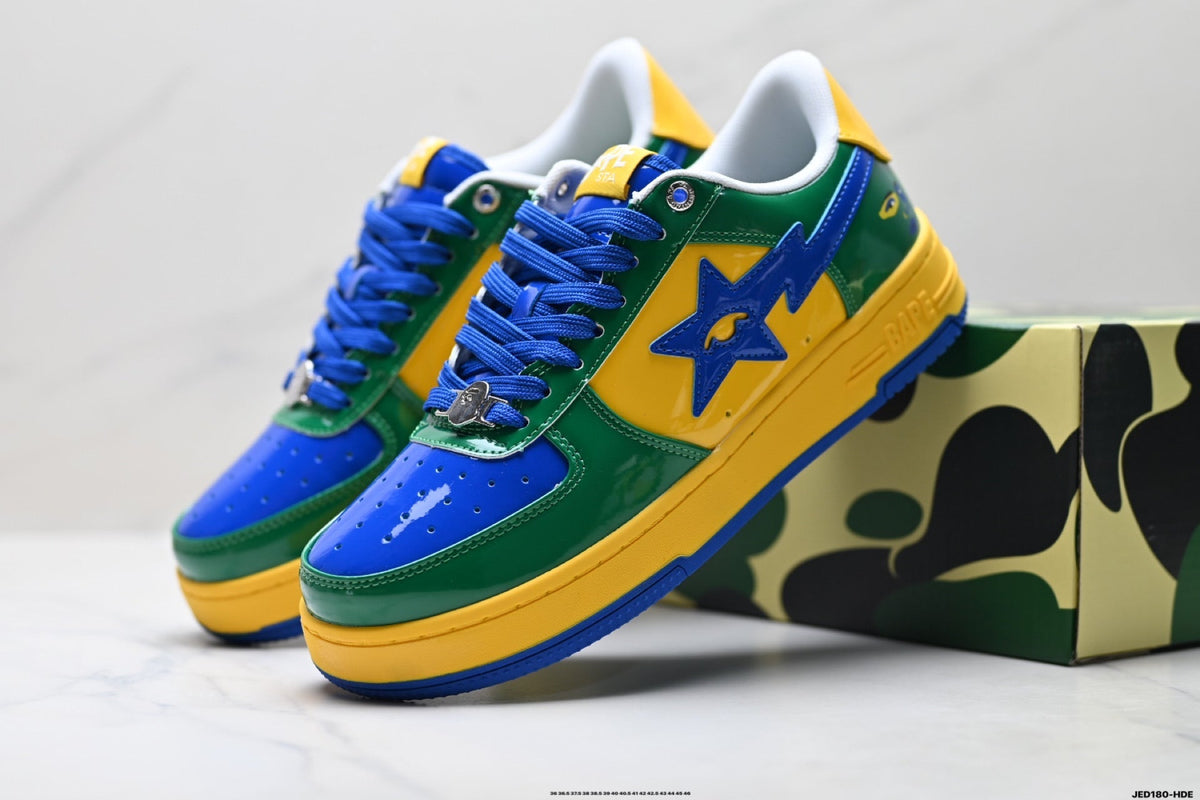 BAPE STA Low-Top Sneakers - Blue/Green/Yellow