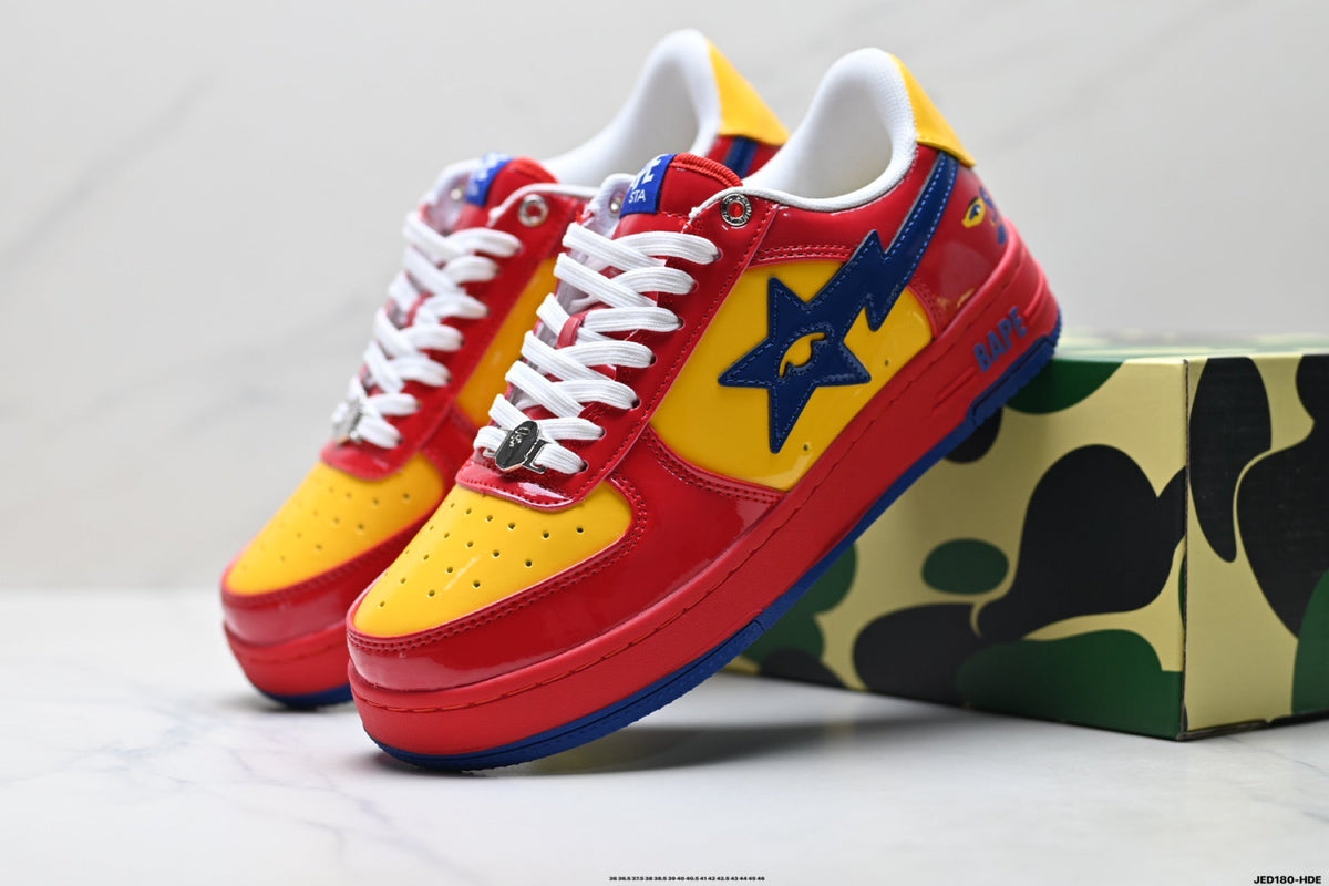BAPE STA Low-Top Sneakers - Red/Yellow/Blue