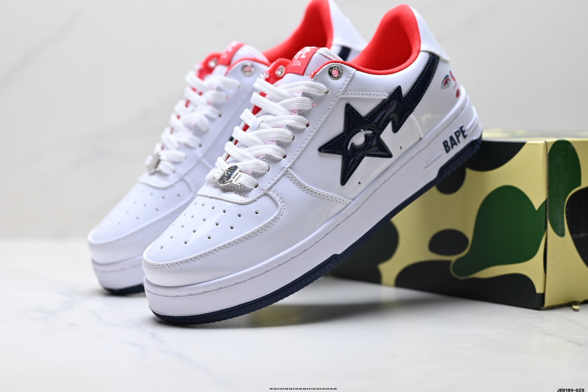BAPE STA Low-Top Sneakers - White/Black/Red