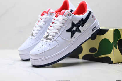 BAPE STA Low-Top Sneakers - White/Black/Red