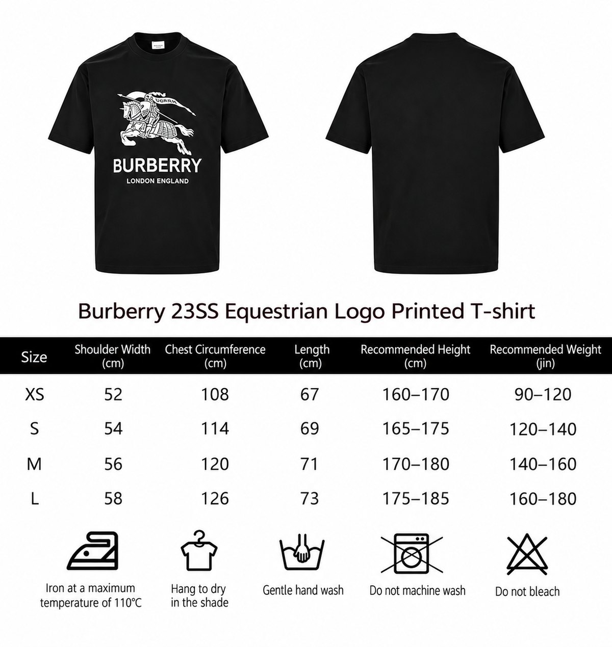 Burberry Casual Short-Sleeve T-Shirt – Black or White