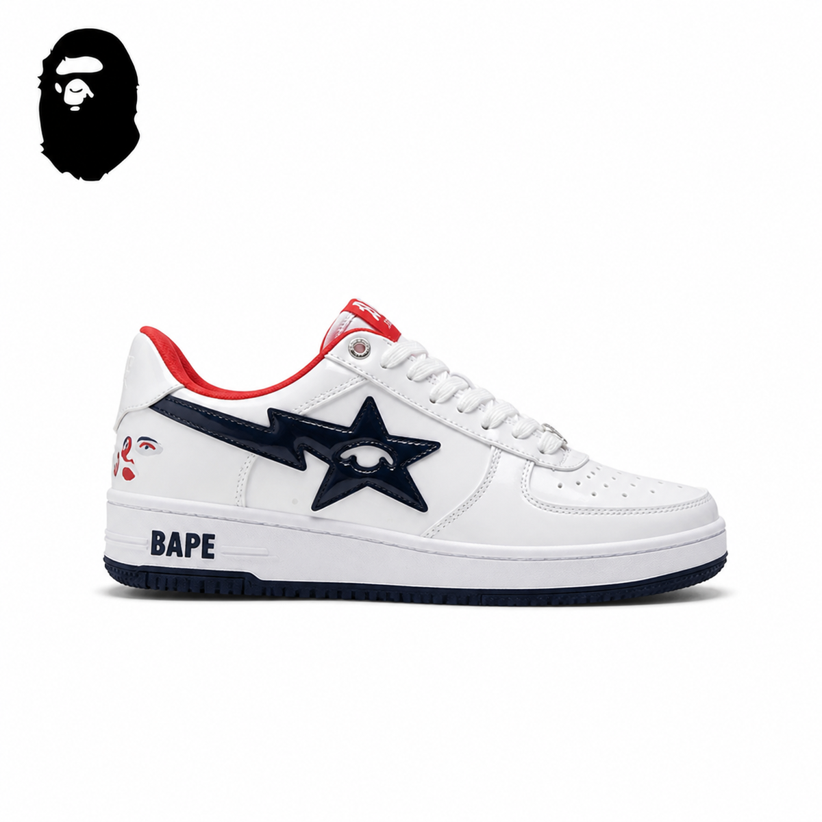 BAPE STA Low-Top Sneakers - White/Black/Red