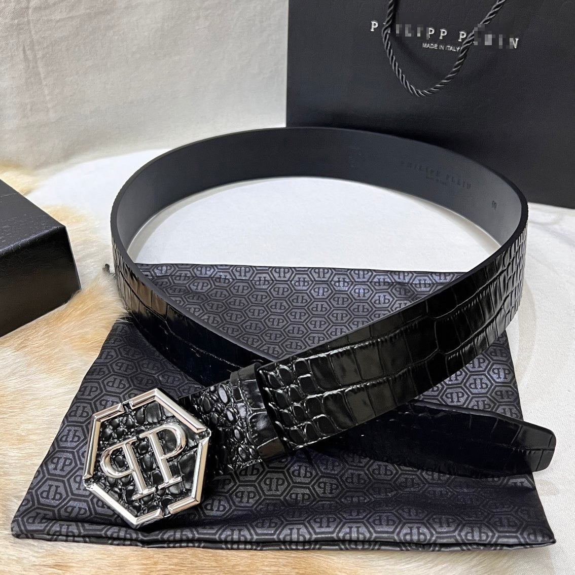 PP Leather Logo Belt#15