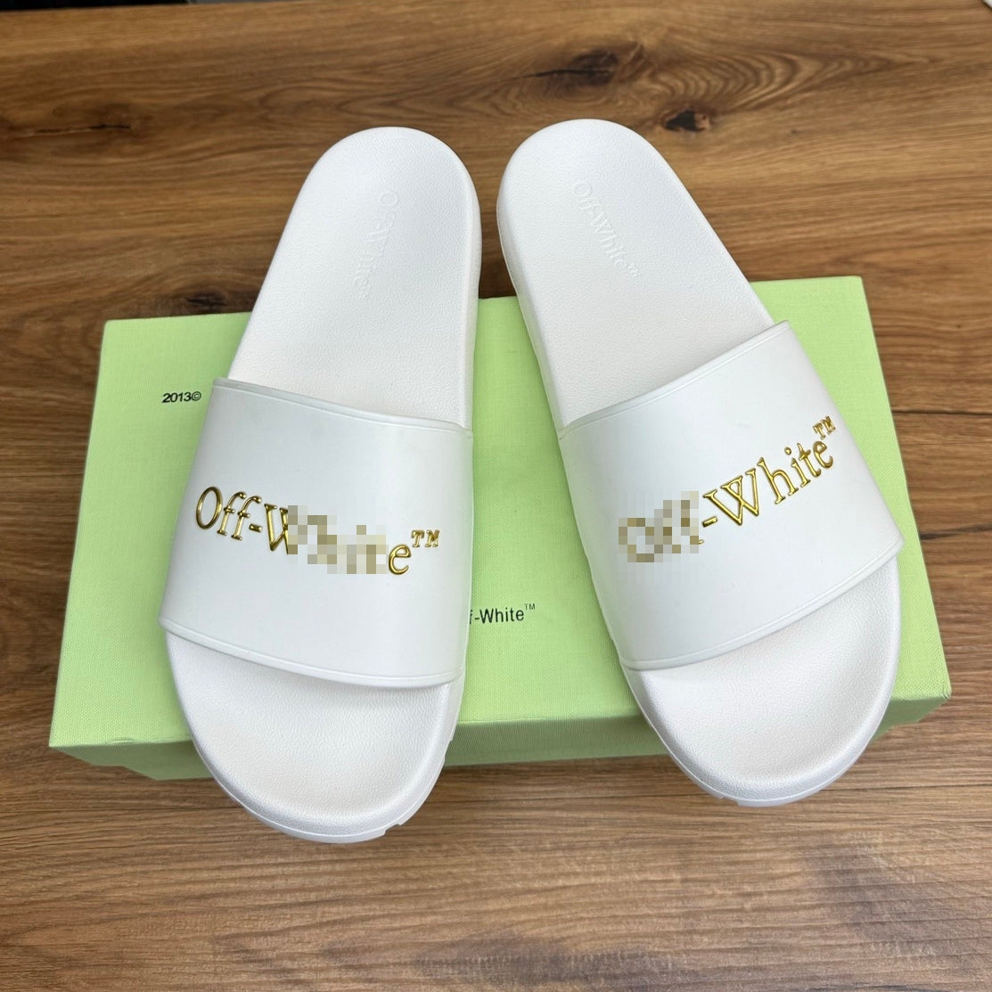 OFF-Whlte Letter embossed slippers#19