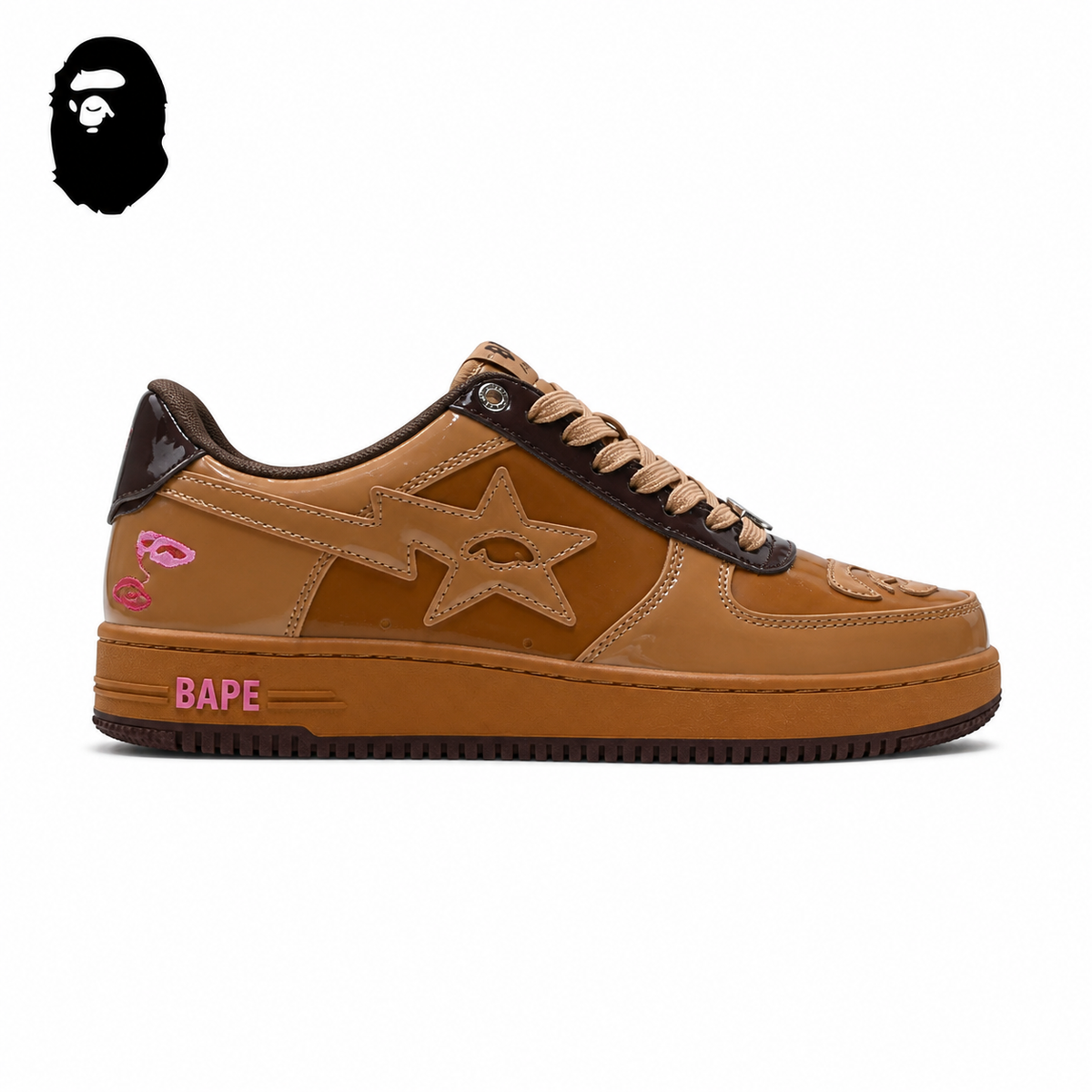 BAPE STA Pastel Leather Low-Top Sneakers - Brown