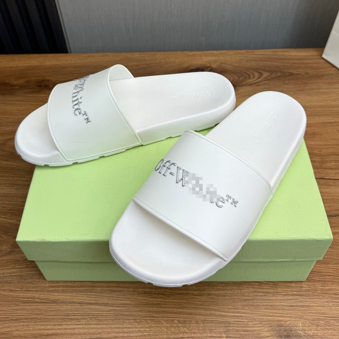 OFF-Whlte Letter embossed slippers#19
