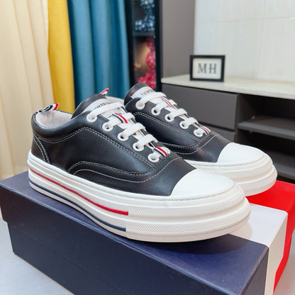 Four-bar leather sneakers