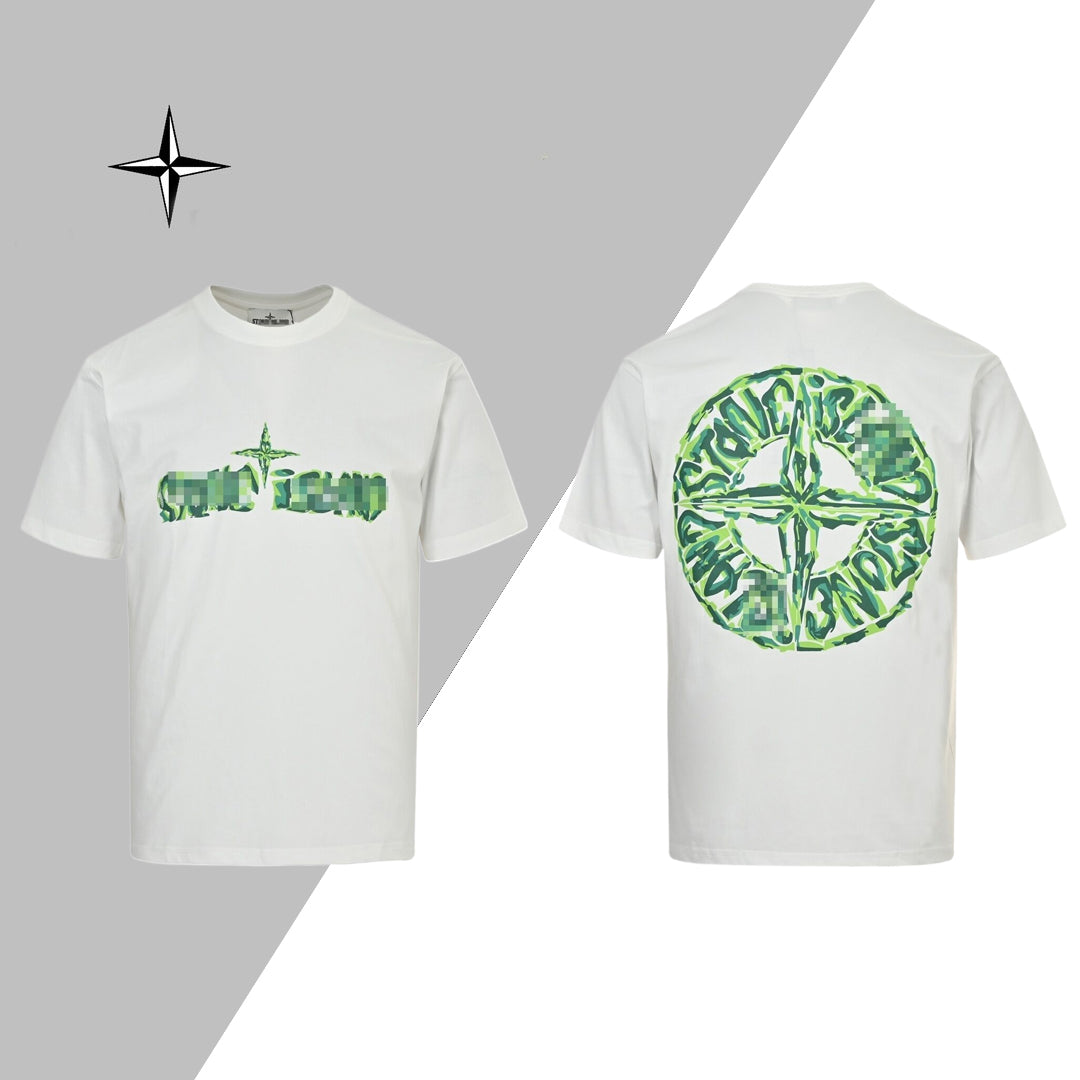 ST-Oil painting letter logo print T-shirt
