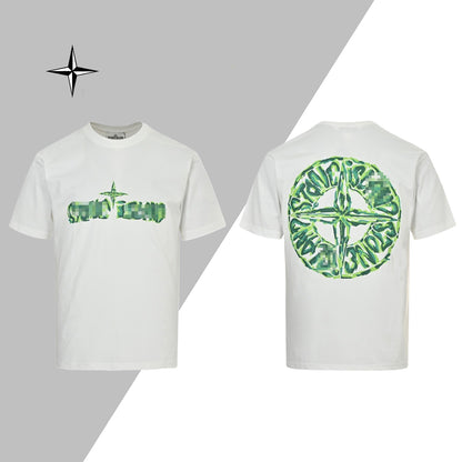 ST-Oil painting letter logo print T-shirt