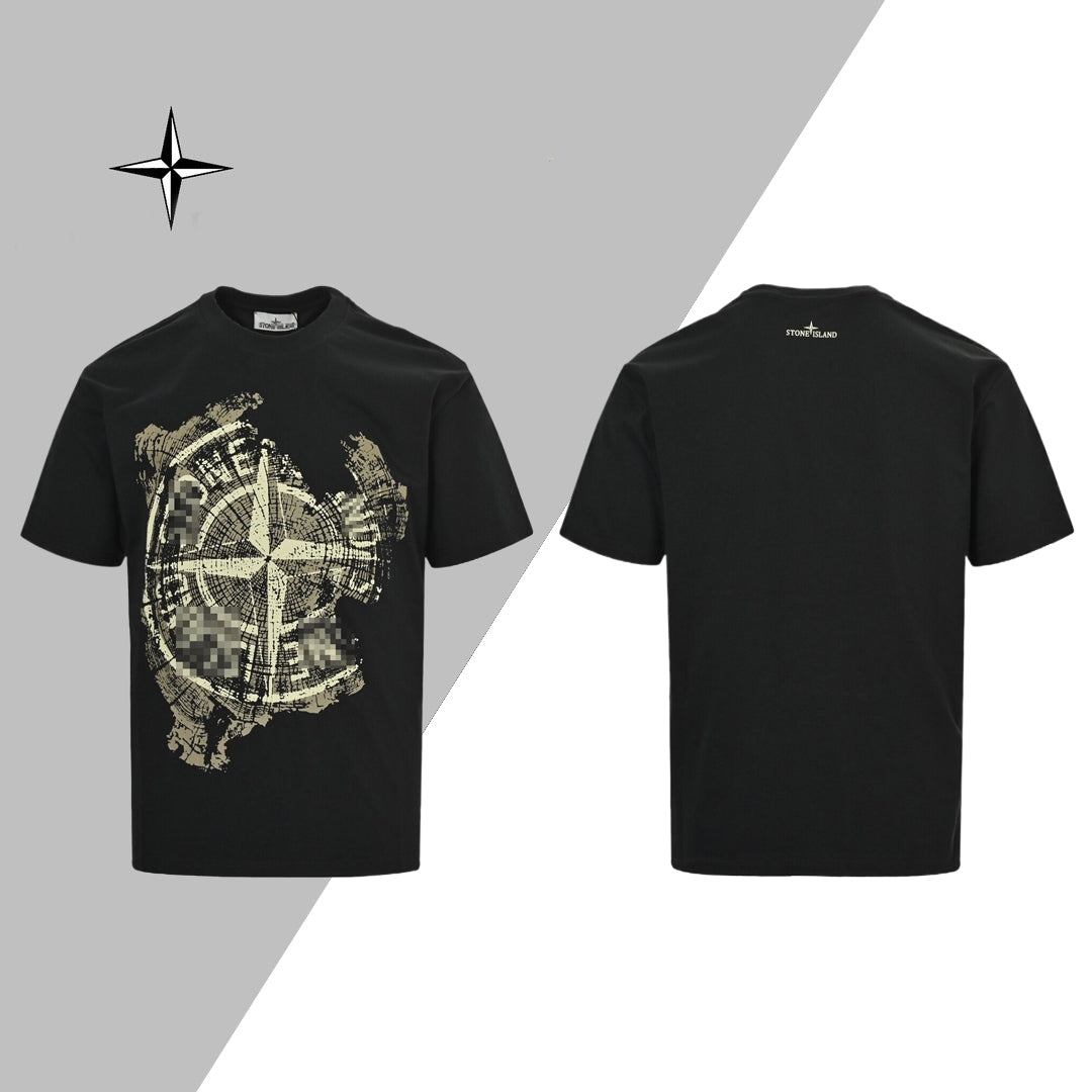 ST-Mottled compass print T-shirt