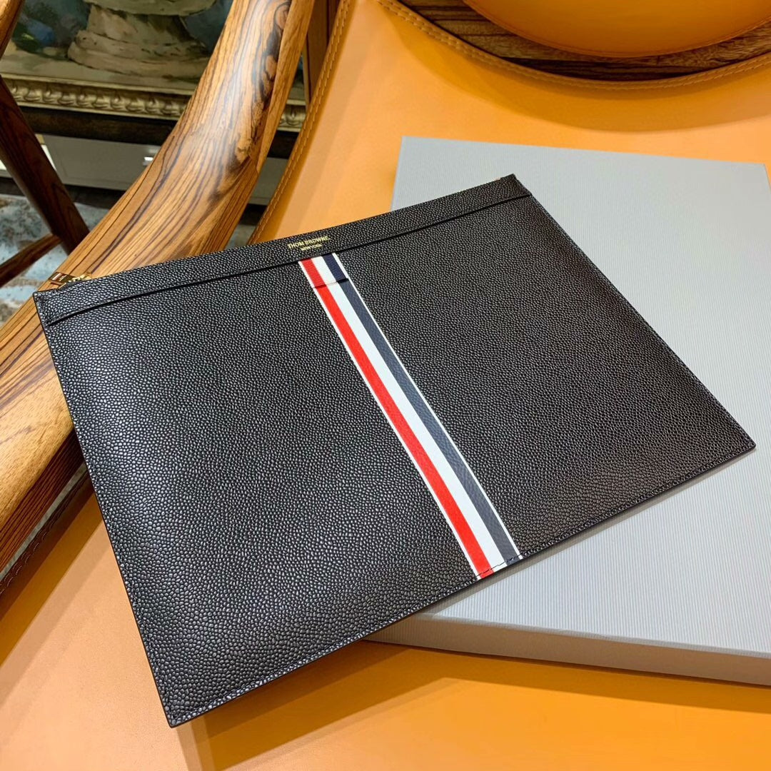 Premium Leather Clutch Bag - Signature Three-Color Woven Design
