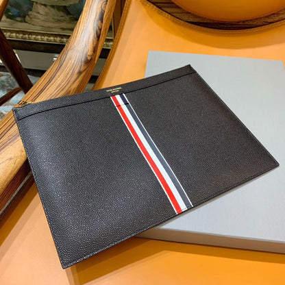 Premium Leather Clutch Bag - Signature Three-Color Woven Design