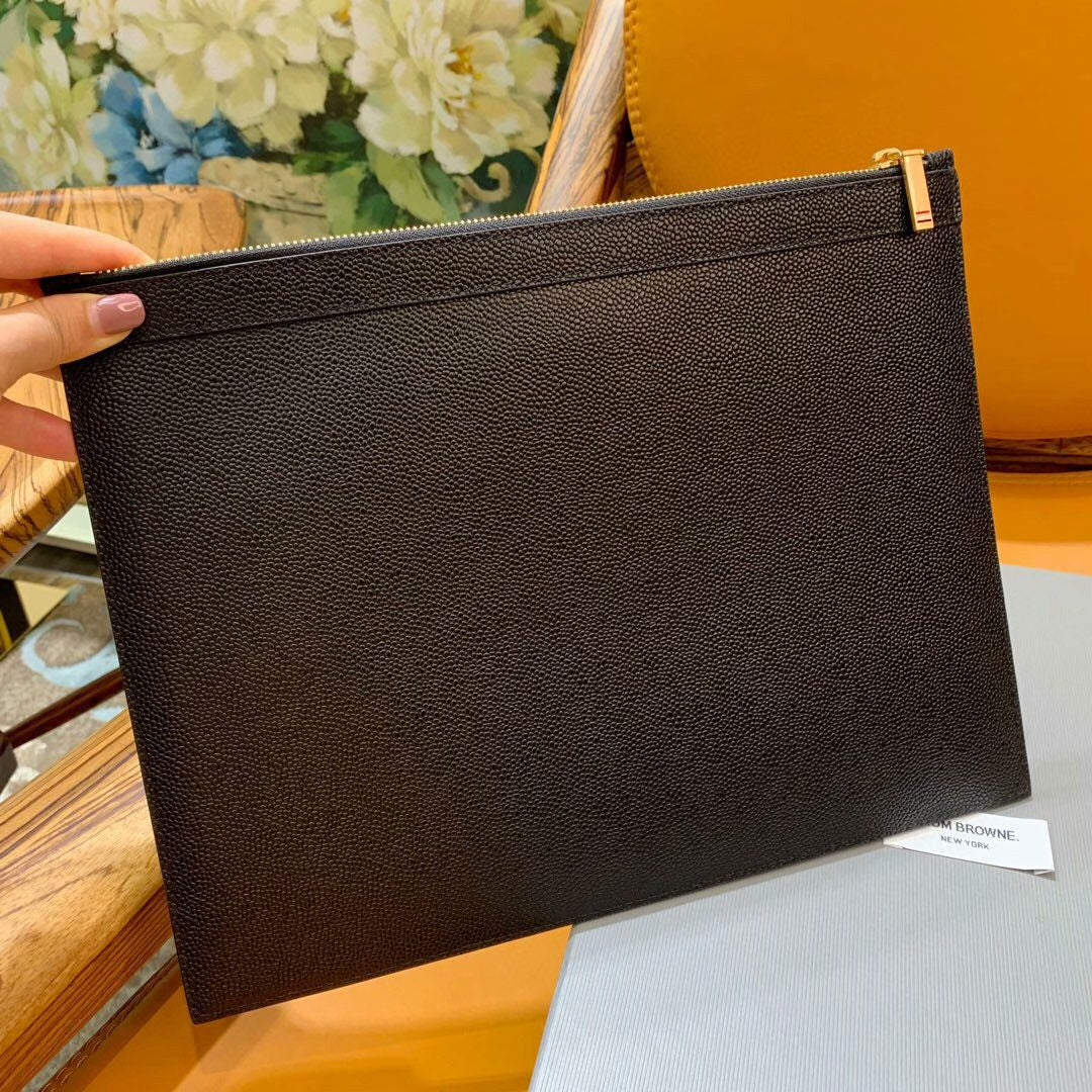 Premium Leather Clutch Bag - Signature Three-Color Woven Design