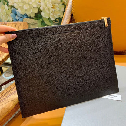 Premium Leather Clutch Bag - Signature Three-Color Woven Design
