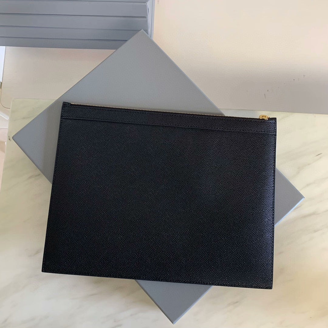 Premium Leather Clutch Bag - Signature Dog Print Design 33CM